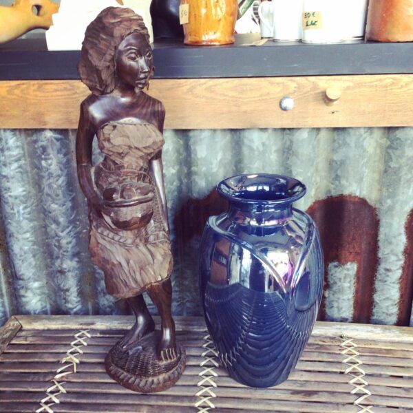 Iridescent blue vase