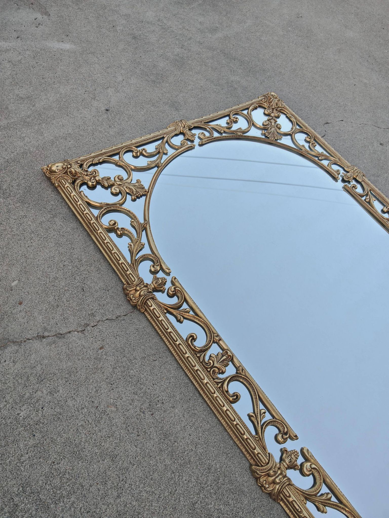 Hollywood Regency Wall Mirror in Brass, Neoclassical Style, 1950s