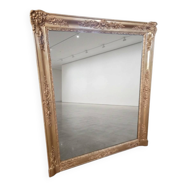 Miroir doré ancien du XIXe, miroir au mercure