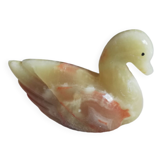 Statuette swan in onyx marble or aragonite