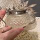 Creamer and jam maker in diamond-point crystal and silver rim, circa 1930