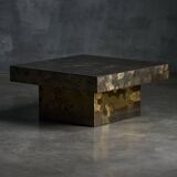 Table basse brutaliste en acier, France, années 1970