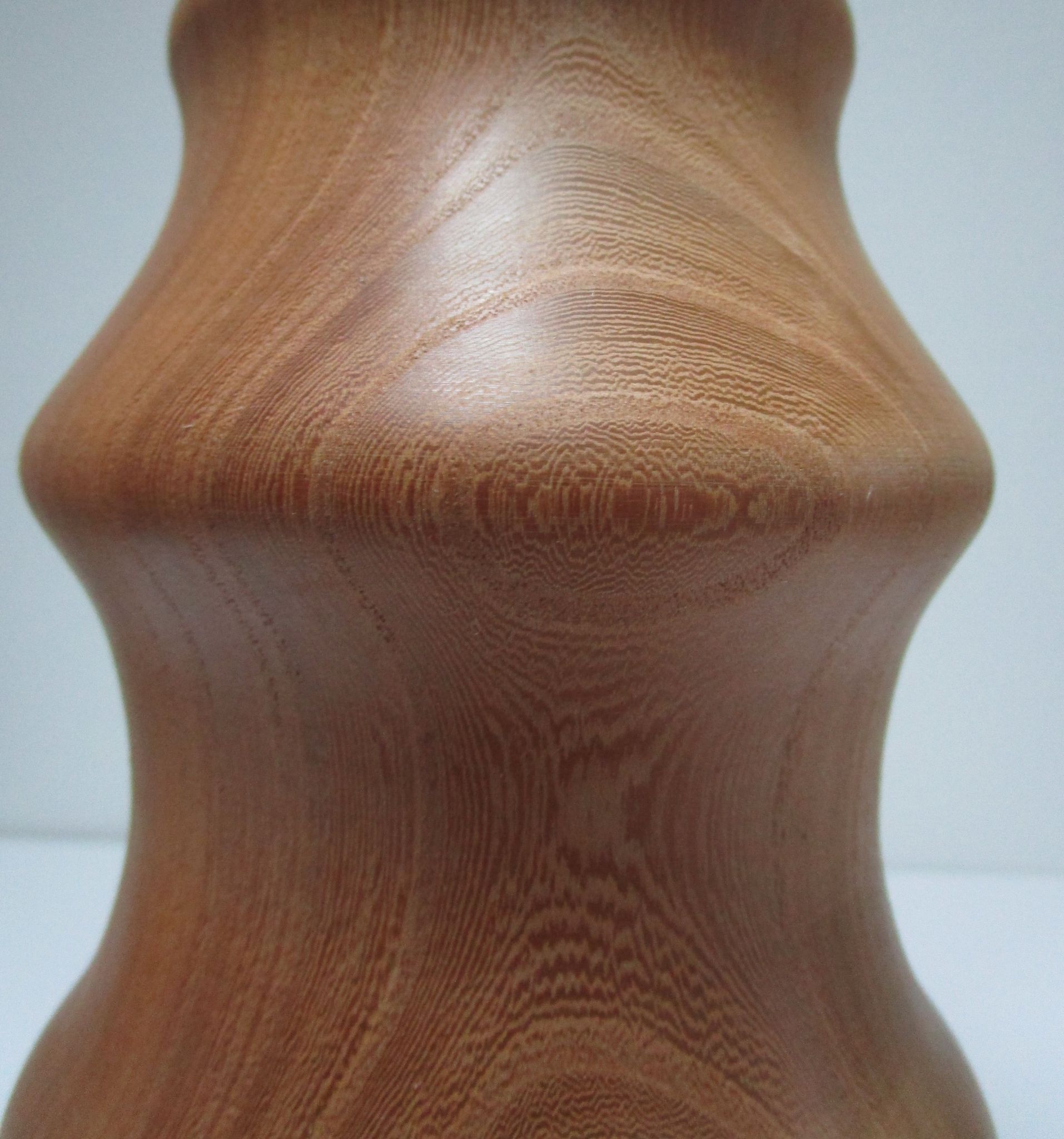 Pied de lampe XL bois massif veiné tourné vintage