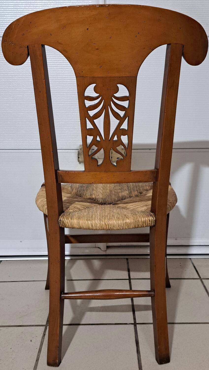 4 solid wood chairs with rush seats