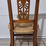4 solid wood chairs with rush seats