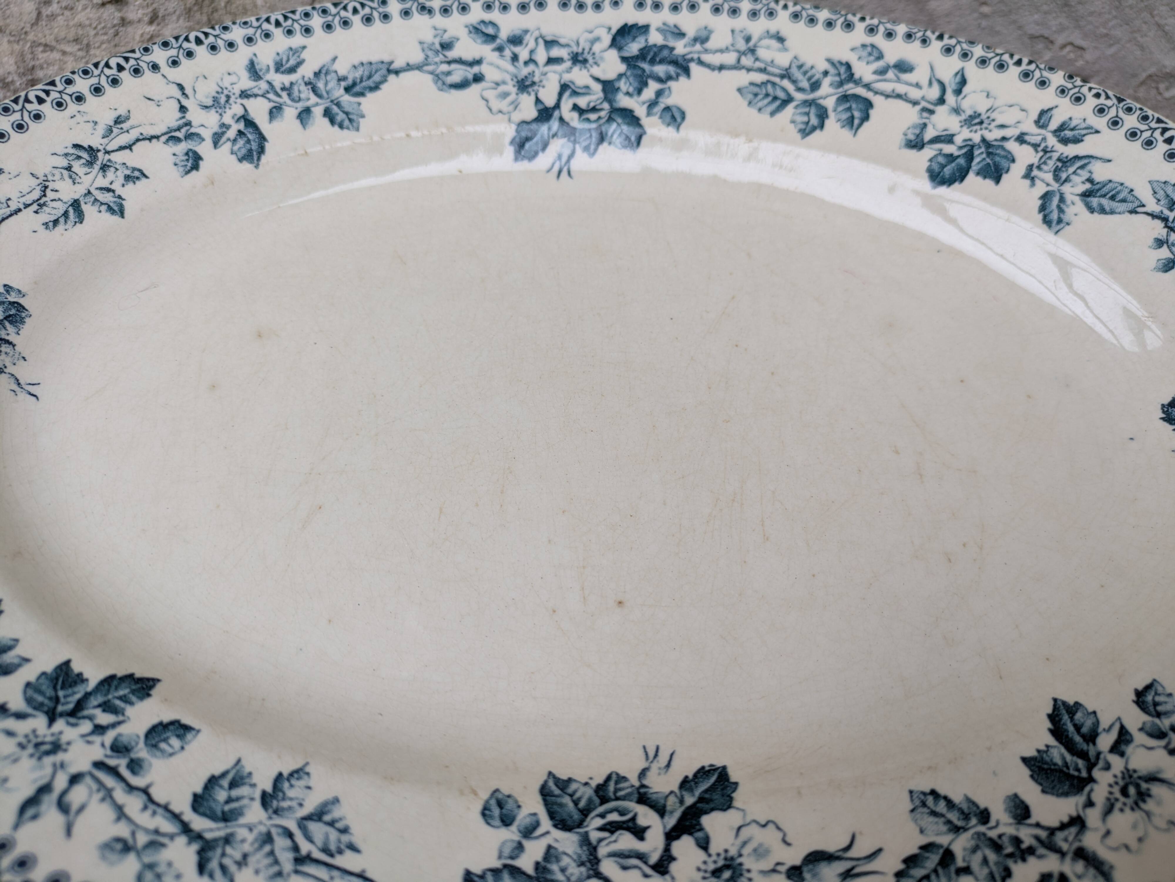 Old oval ironstone serving dish from Debray, Guadeloupe service