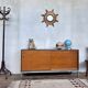 Enfilade 2 sliding doors in teak feet vintage chrome