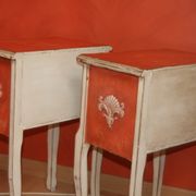 Pair of bedsides revamped red and white antique skated shabby