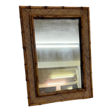 Rectangular rattan mirror