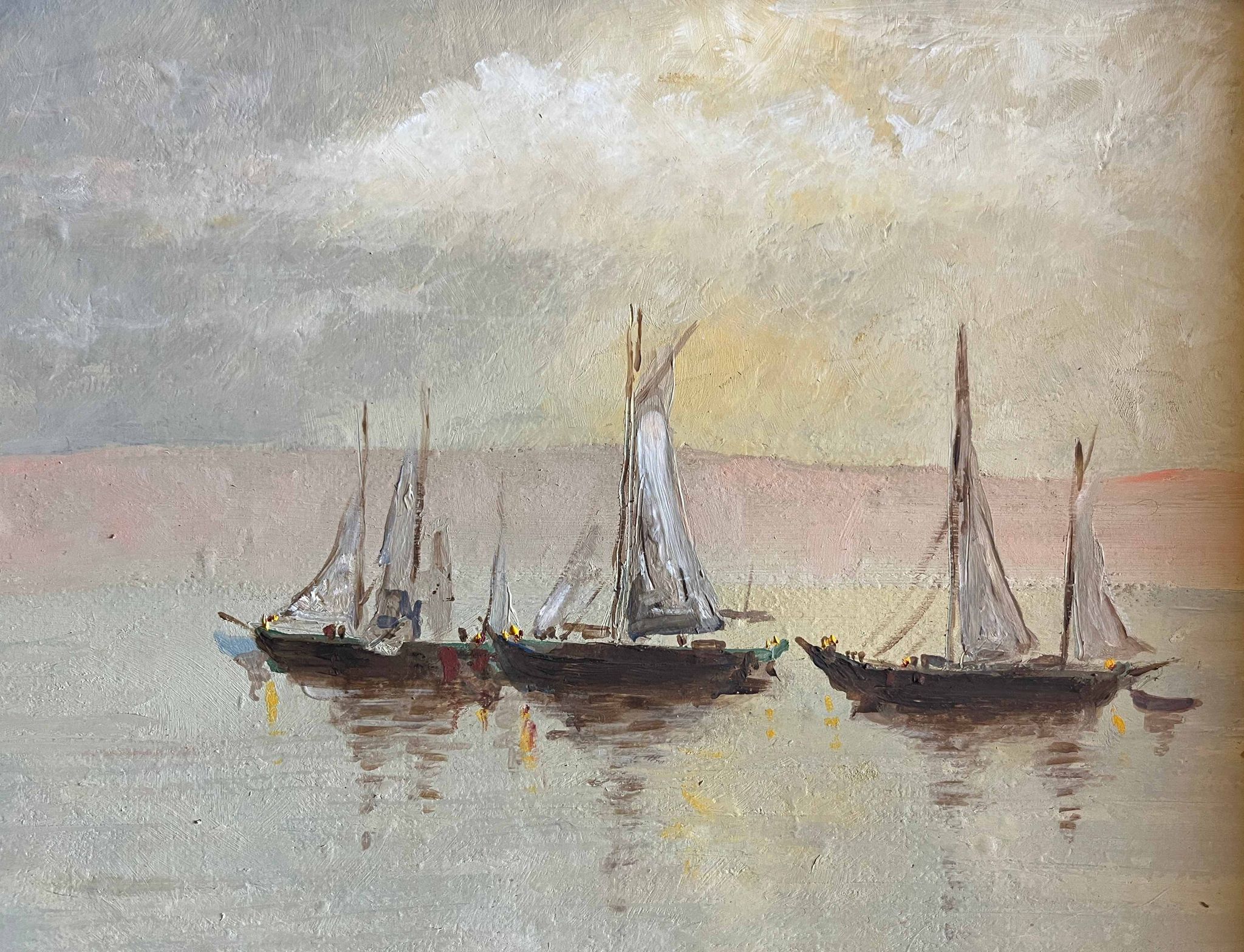 Tableau HSP Marine "Voiliers par temps calme" + cadre