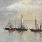 Tableau HSP Marine "Voiliers par temps calme" + cadre