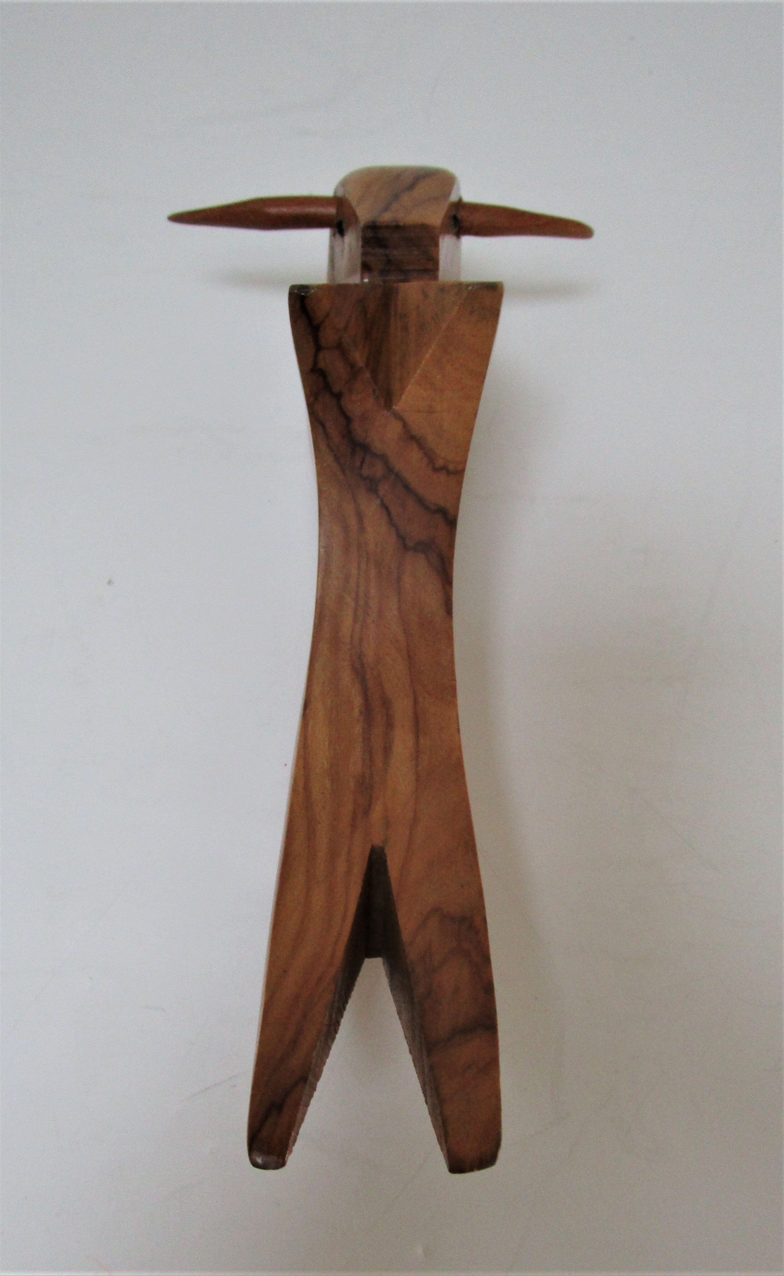 Wooden candlestick bull 70s