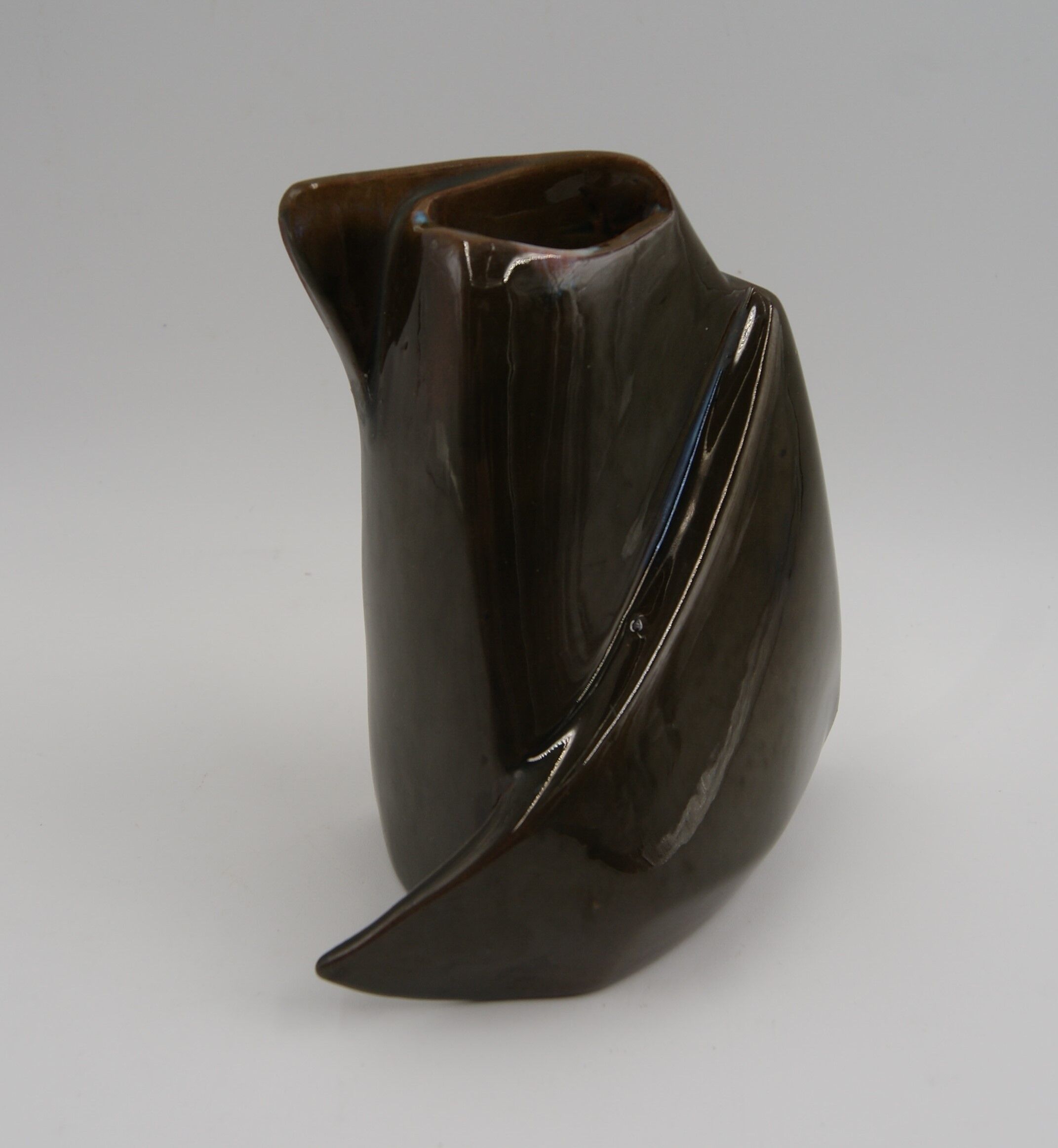 Vintage free-form enamelled stoneware vase