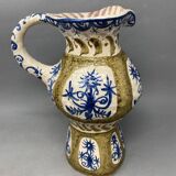 André L'Helguen for Keraluc, QUIMPER - Polychrome earthenware pitcher decorated with stylized flowers