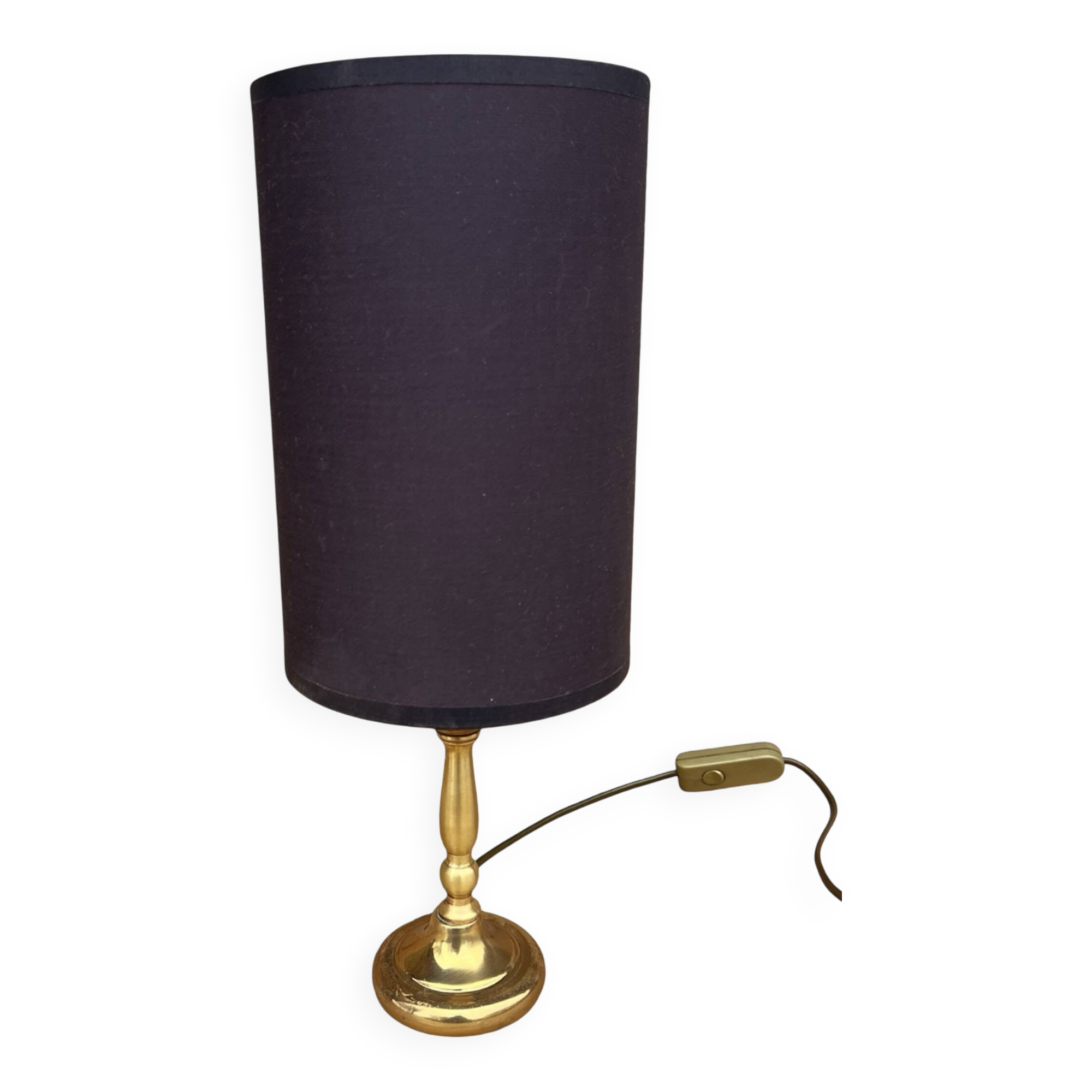 Brass night lamp, table lamp with lampshade, Germany, 1970s.