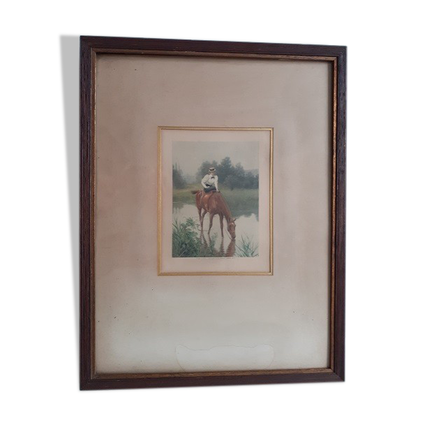 Photoengravure woman on horseback