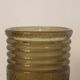 Vintage olive green smoked glass vase – Textured relief decoration – H19 cm