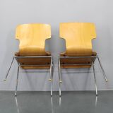 1970s Set of Four Plywood Chairs with Fabric Upholstery , Germany