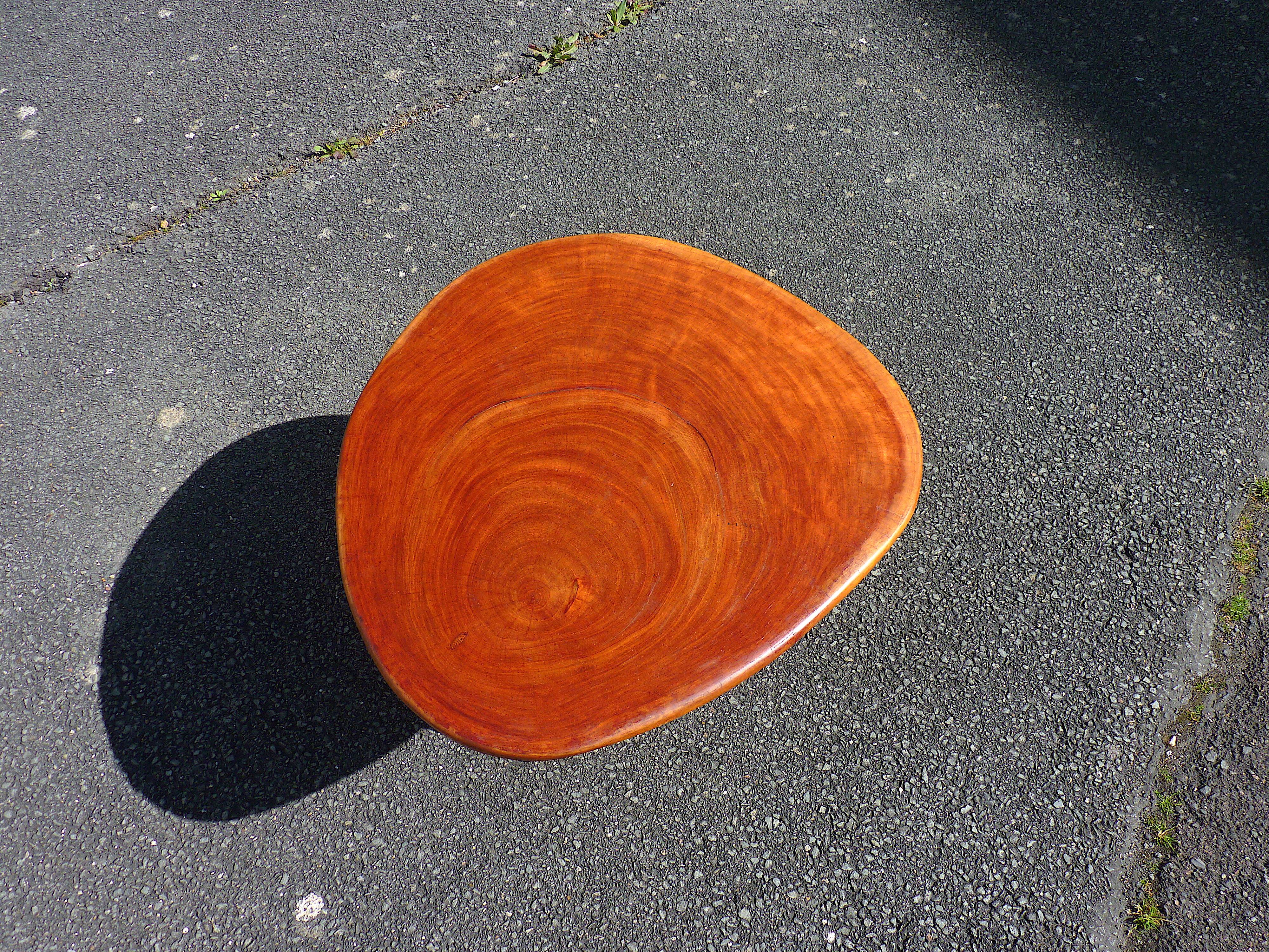 Table basse en bois de neem cuivré aspect coquillage