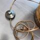 Vintage wooden lamp – base made from a plough wheel hub