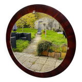 Round mirror in rosewood