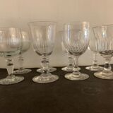 8 old blown foot glasses, 4 different models