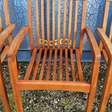Stackable chair-armchair in solid teak with cushion by Vlaemynck