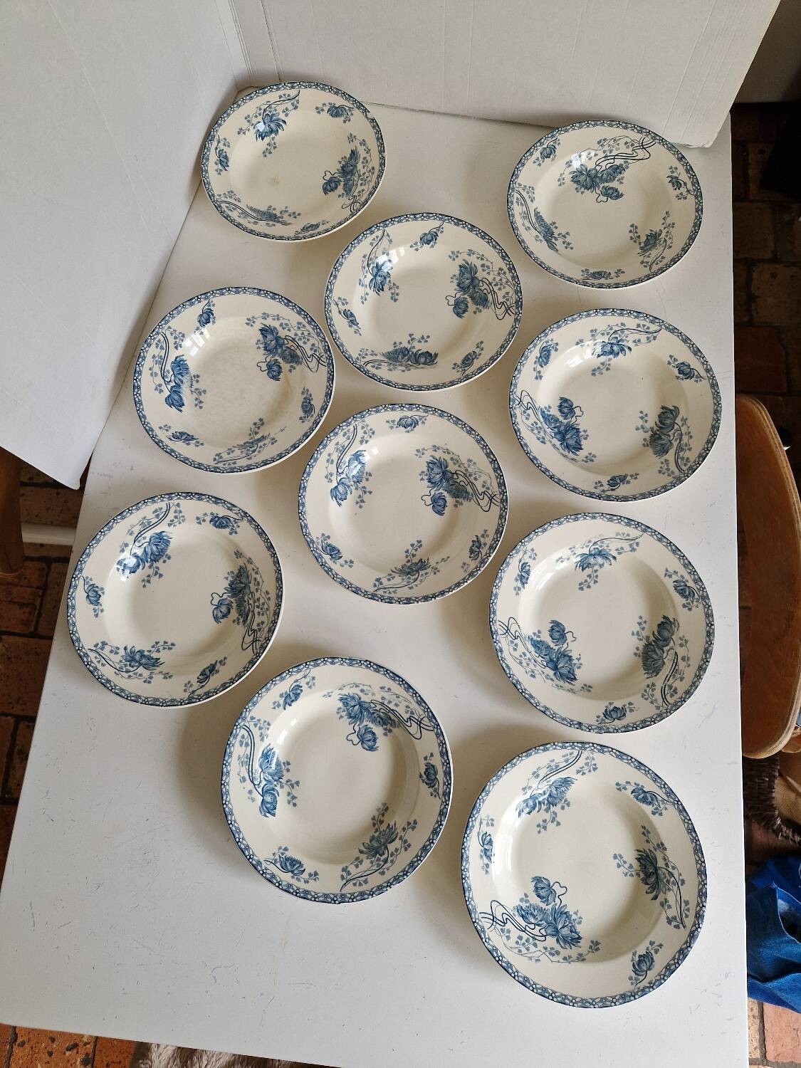 Set of 10 Deep Plates Sarreguemines Royat Models