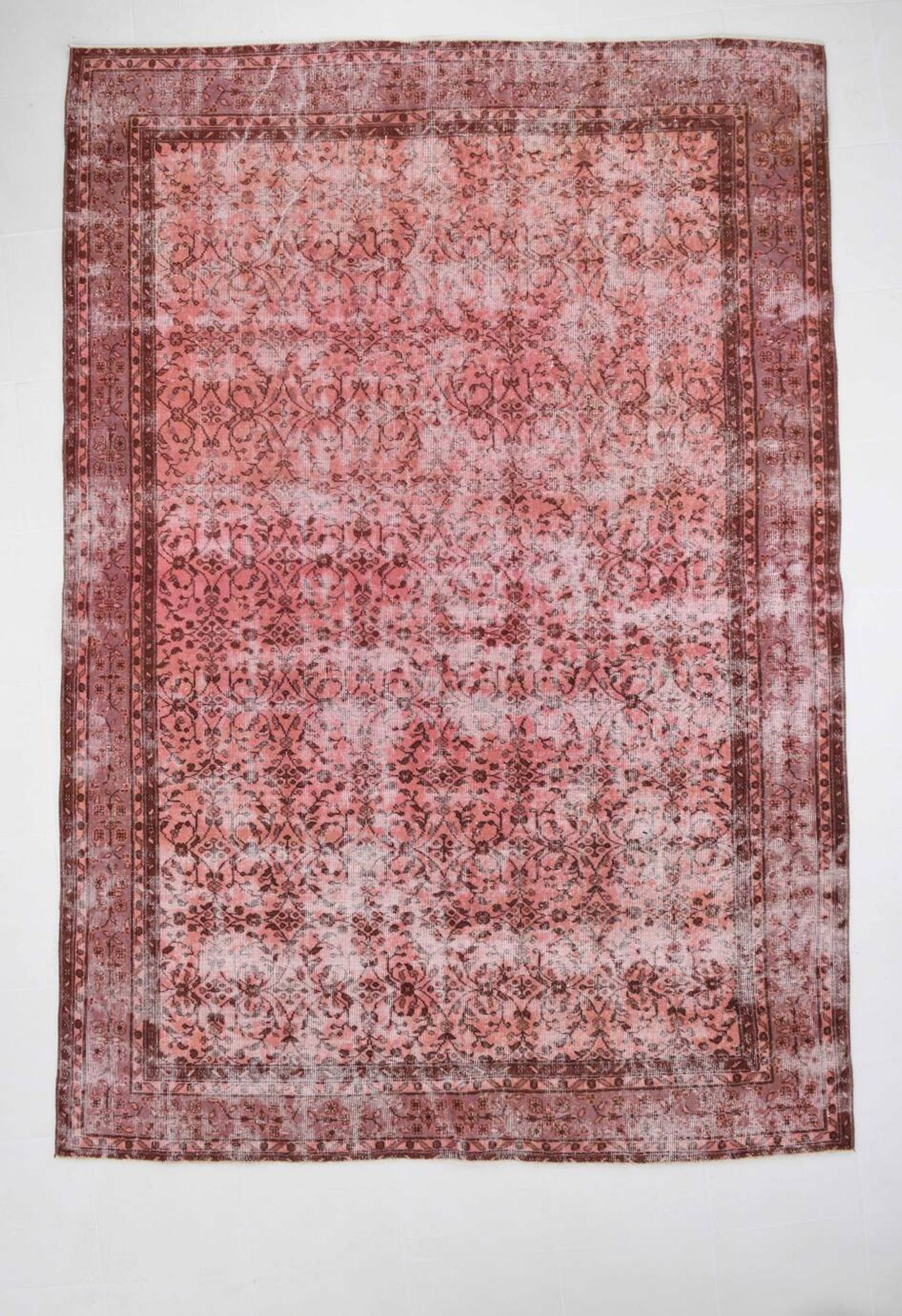 Tapis vintage Pibk et motif floral rouge, 207x297 cm