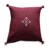 Burgundy Moroccan cushion with cotton pompom