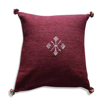 Burgundy Moroccan cushion with cotton pompom