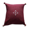 Coussin marocain bordeaux à pompon en coton