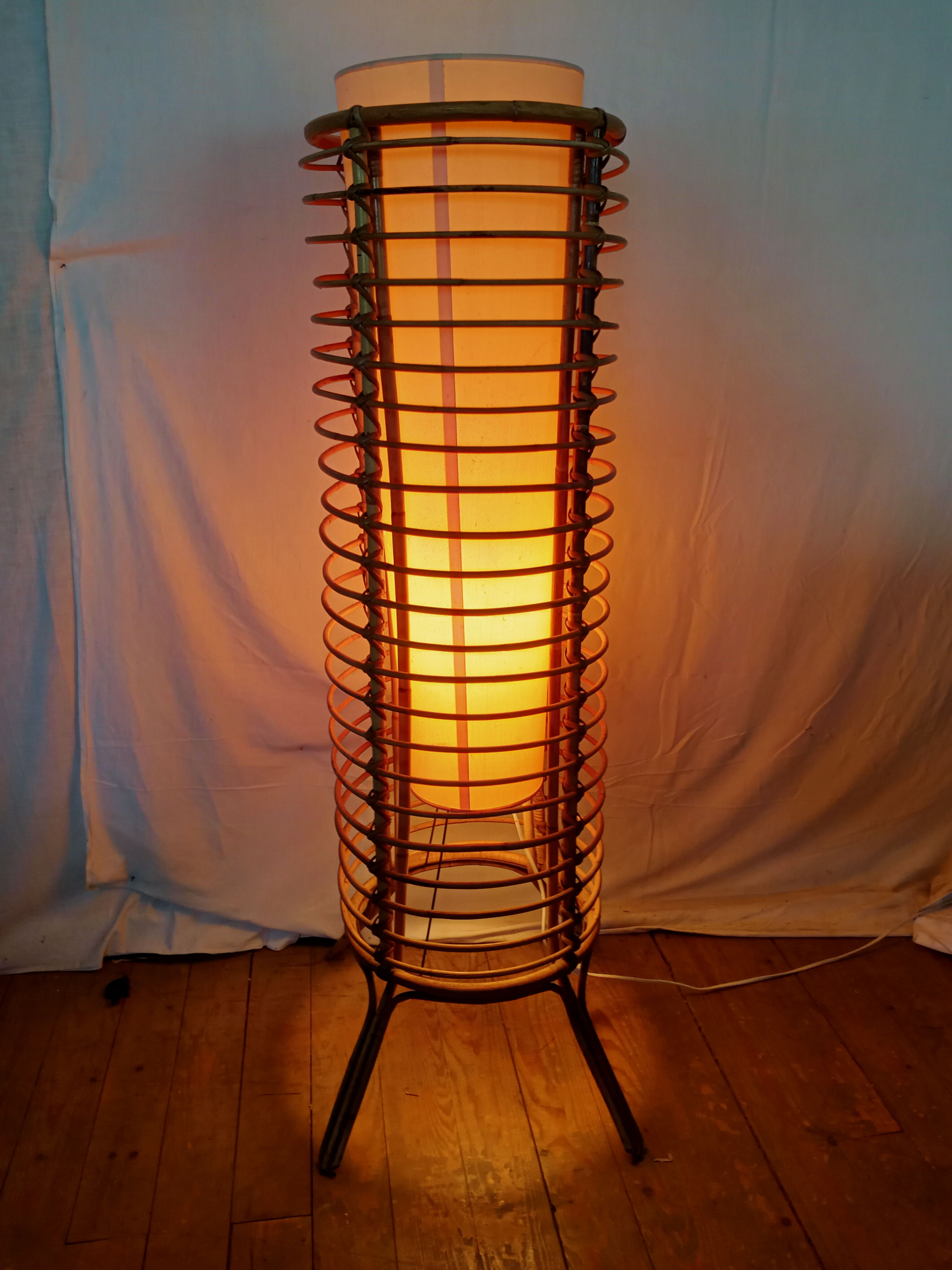 Vintage bamboo floor lamp