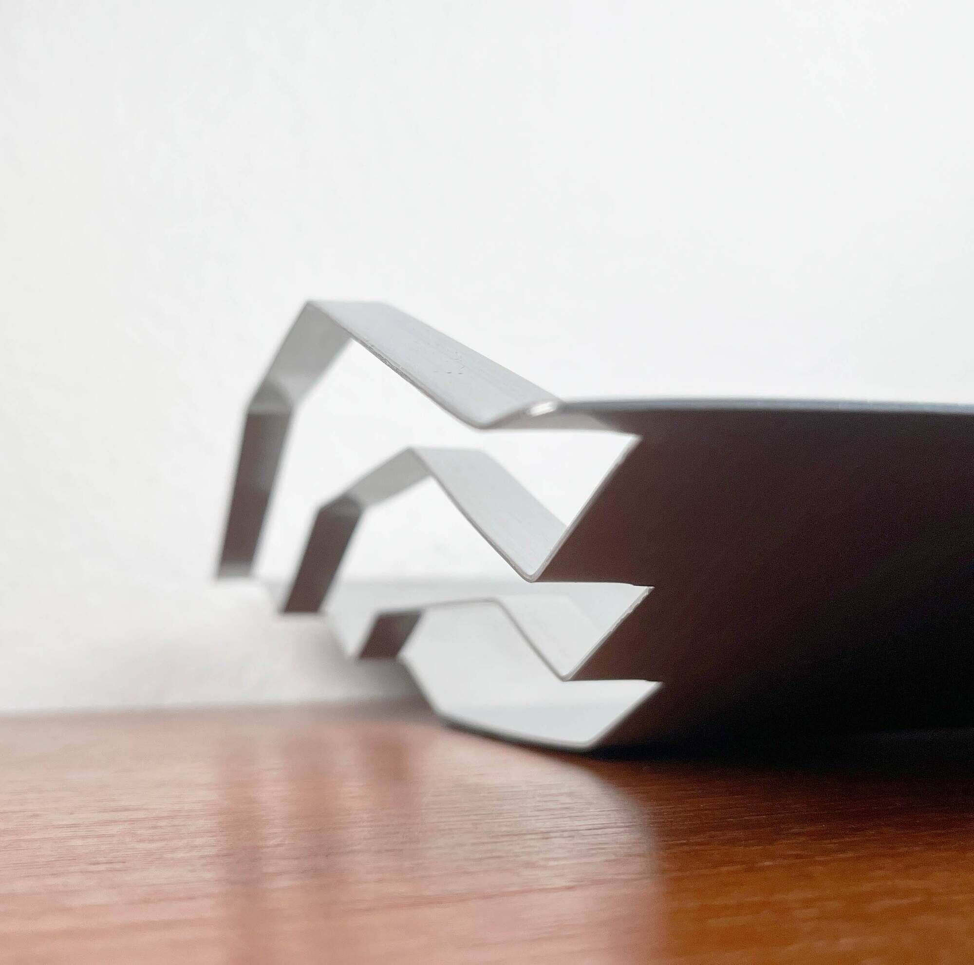 Minimalist postmodern metal fruit bowl, 1980s