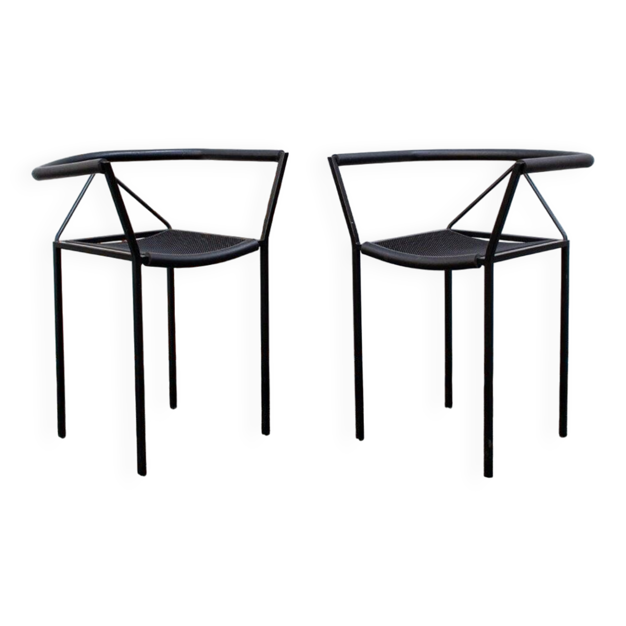 Black metal armchair by Maurizio Peregalli for Zeus, 1984, set of 2.