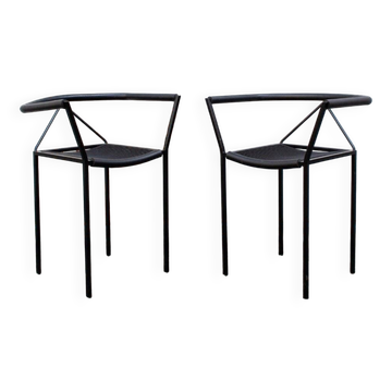 Black metal armchair by Maurizio Peregalli for Zeus, 1984, set of 2.