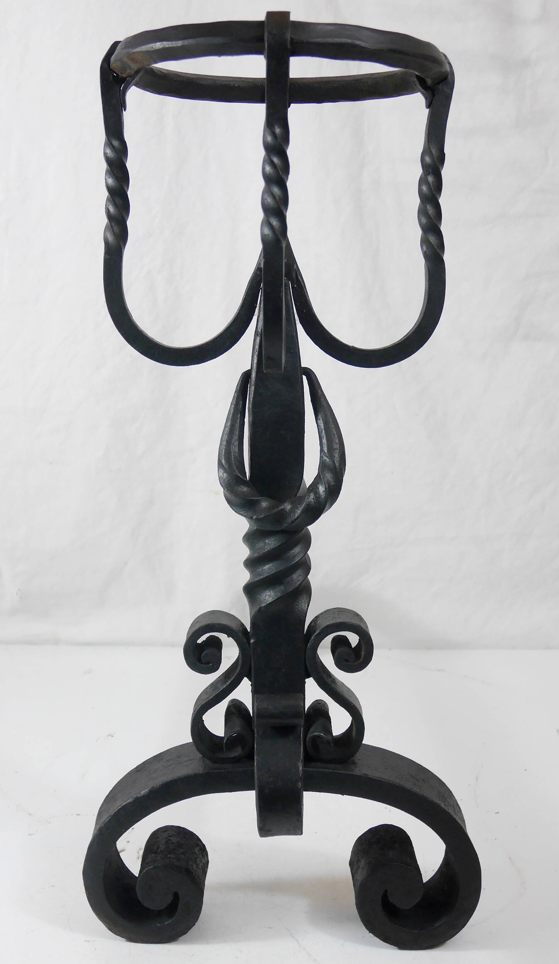 Pair of wrought iron landier andirons
