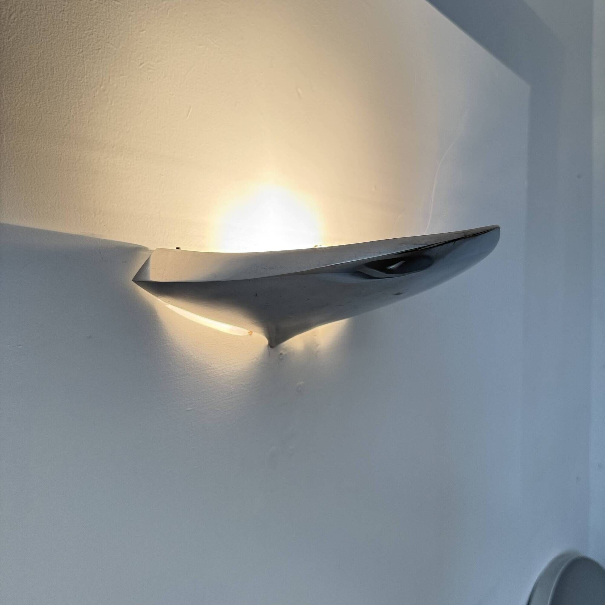 Modern French Polished Chrome wall Lamp by LG, Paris France