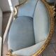 Louis XV gilt basket canapé with green velvet.