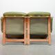 Scandinavian Rybo Rykken Olivegreen Leather 2-Seat Ry-Wing Lounge Sofa, 60s