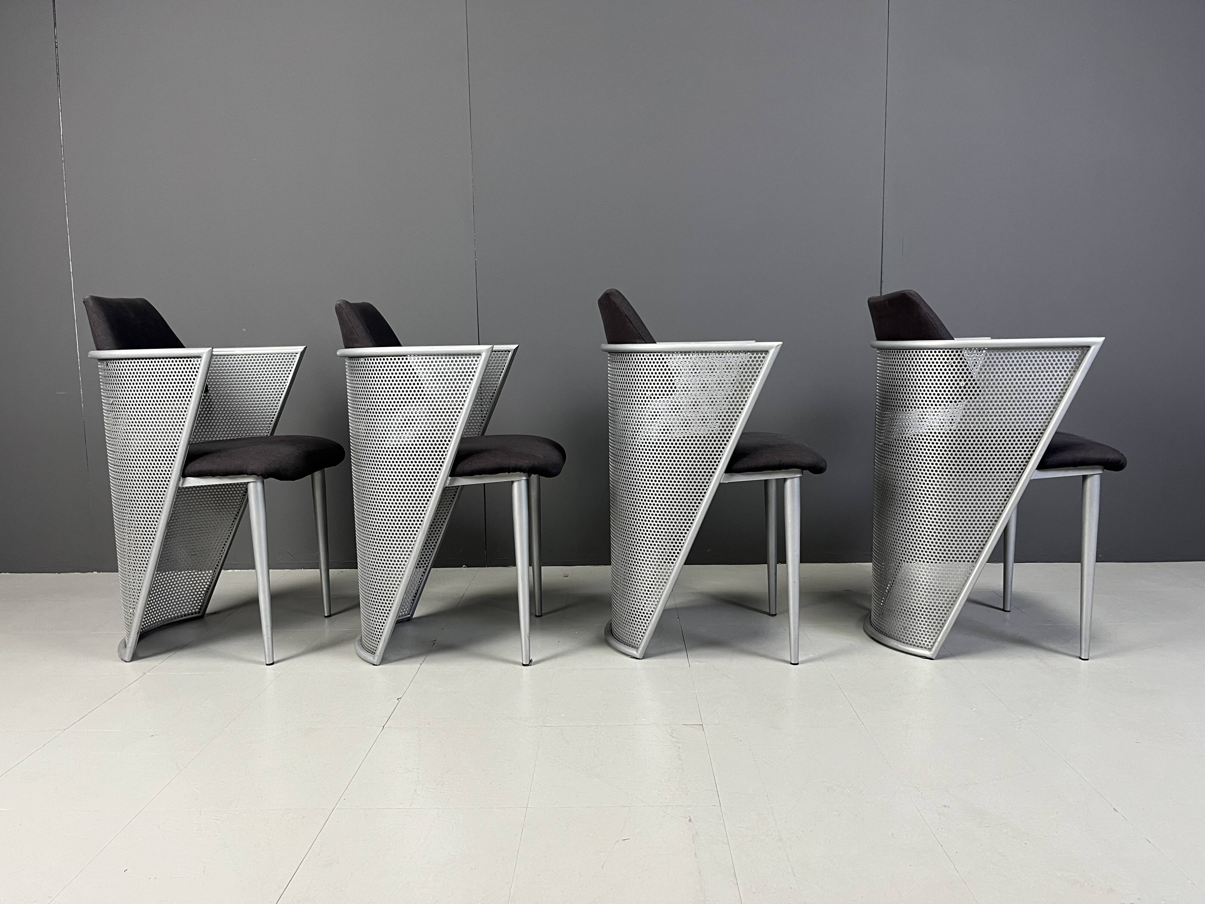 Postmodern metal dining chairs, 1980s