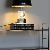 Etager, 1950s Italian bookcase in rosewood, brass and iron