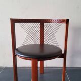 Niels Jorgen Haugesen String wood and leather chairs for Tranekaer, Denmark