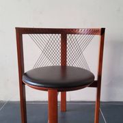 Niels Jorgen Haugesen String wood and leather chairs for Tranekaer, Denmark