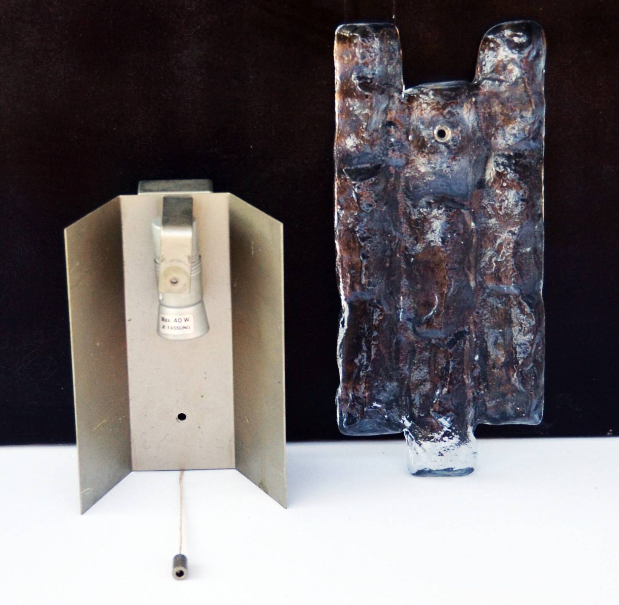 Lot of 3 J. T. Kalmar Sconces Light Wall Mounted Brutalist Mid Century  - 2 pieces are 25cm X 12 cm