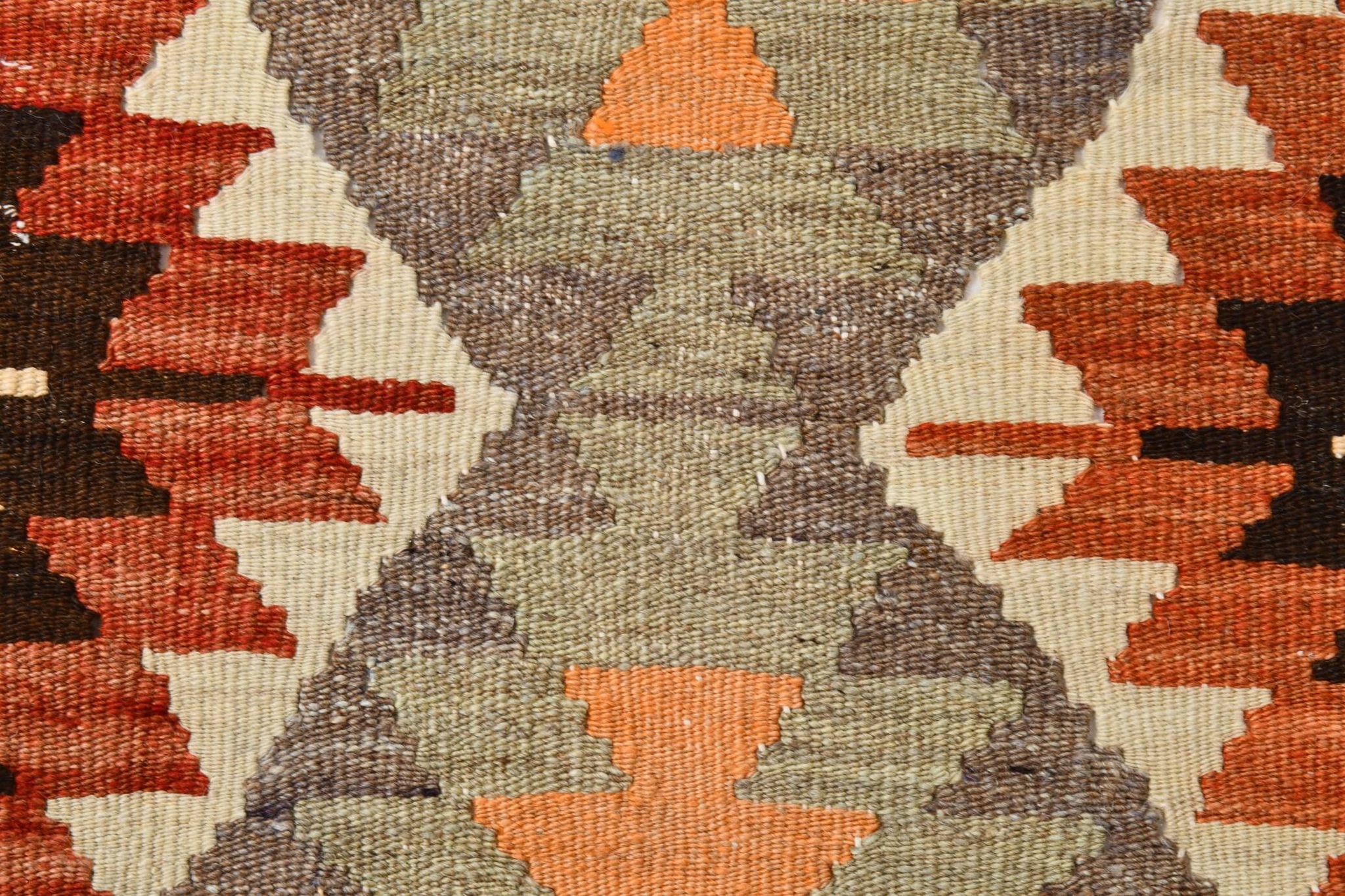Tapis Kilim Vintage – Motifs Géométriques Tribaux, Tissé Main, 172x346 Cm