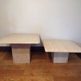 Pair of nesting travertine coffee tables