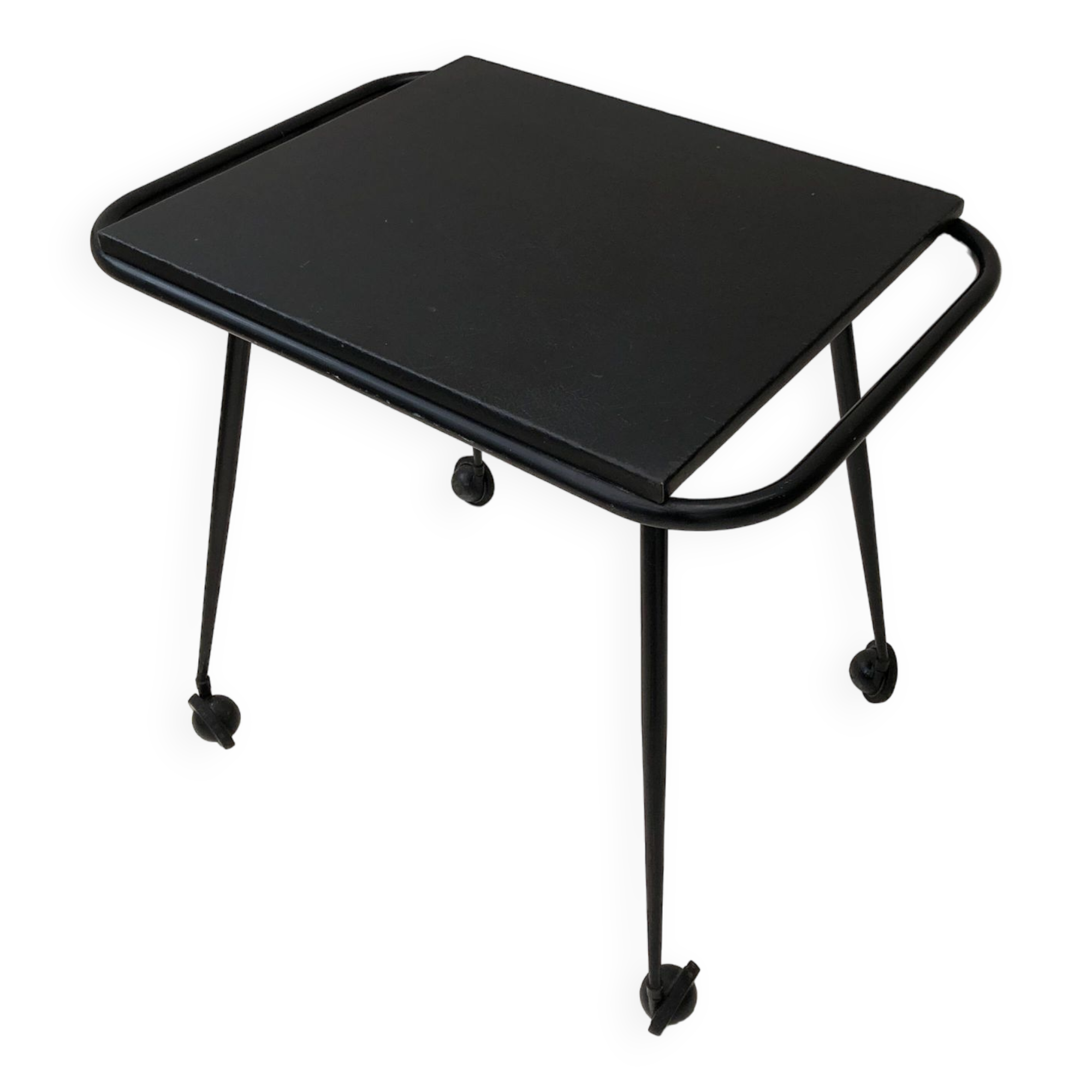 Black table on wheels from the 60s