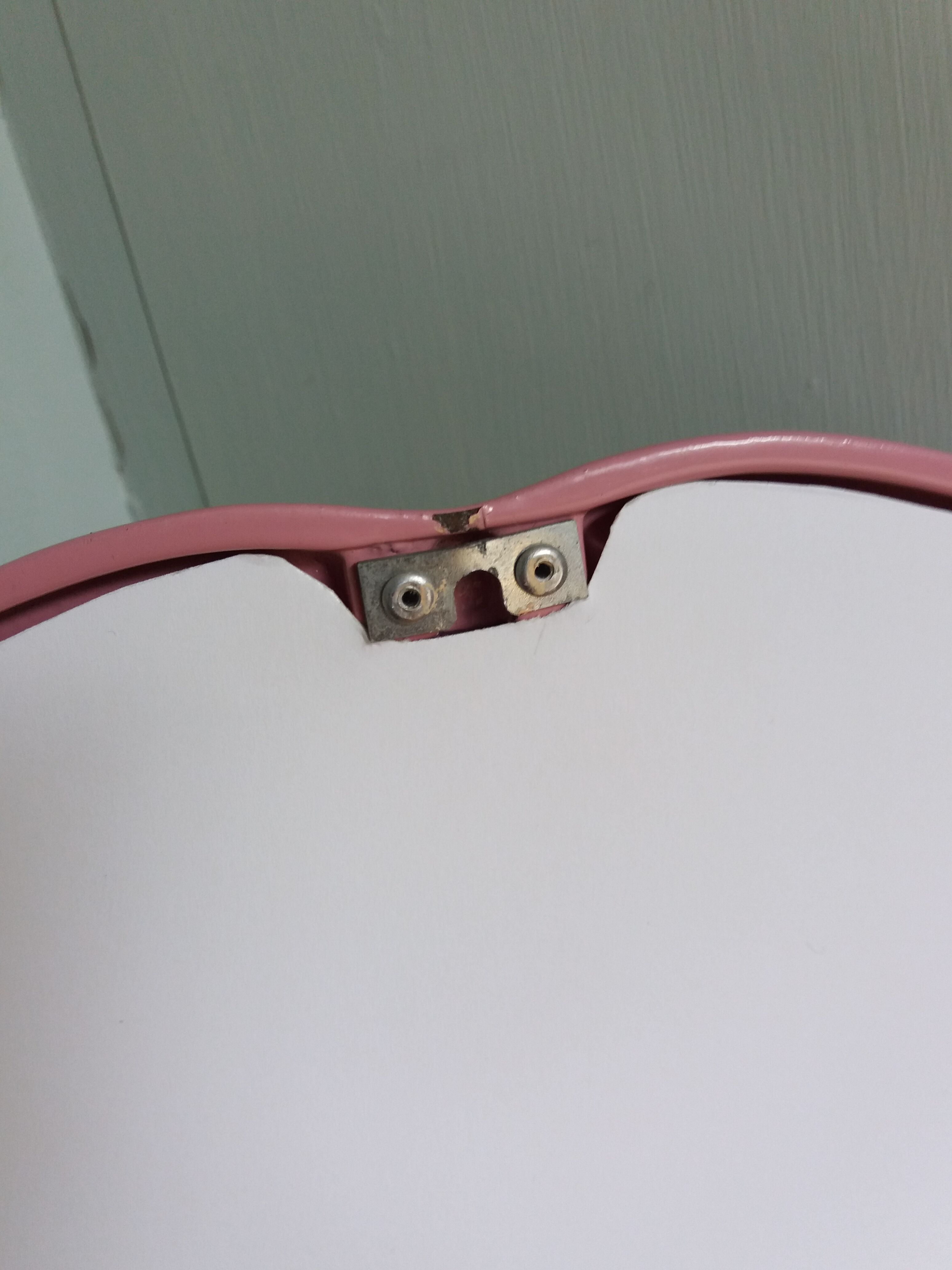Oval mirror 49x39 frame in enamelled cast iron pink Art Deco