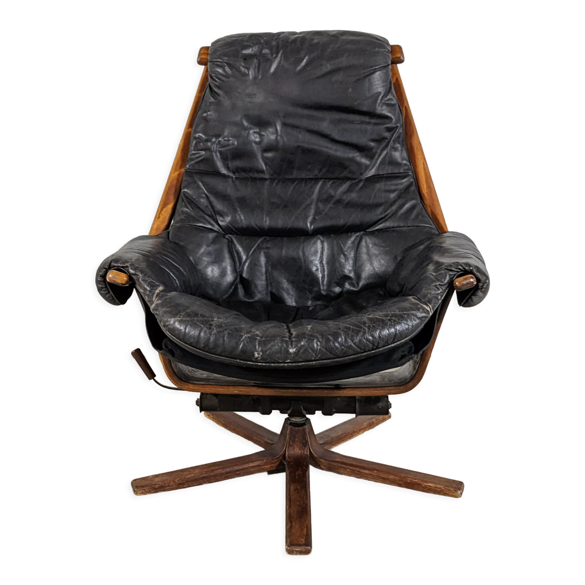 Vintage lounge armchair Gote Mobler 1960 swivel and reclining